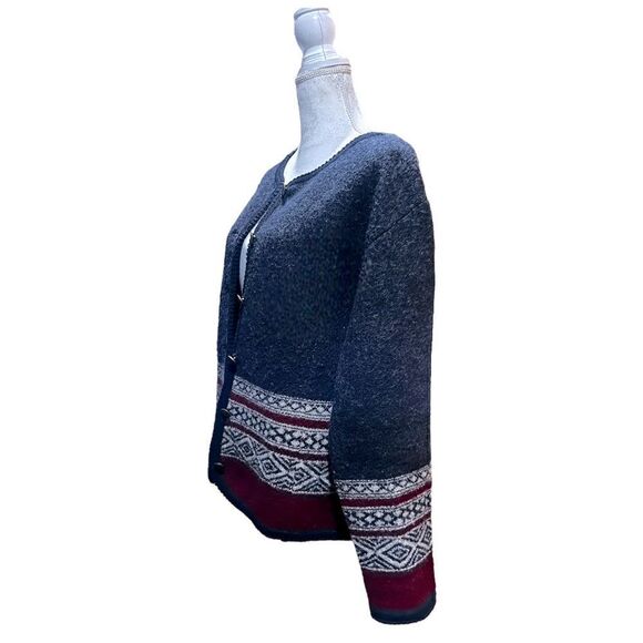 TALLY-HO FAIR ISLE NORDIC WINTER CARDIGAN SWEATER JACKET BOILED WOOL PLUS SIZE X - Picture 2 of 13